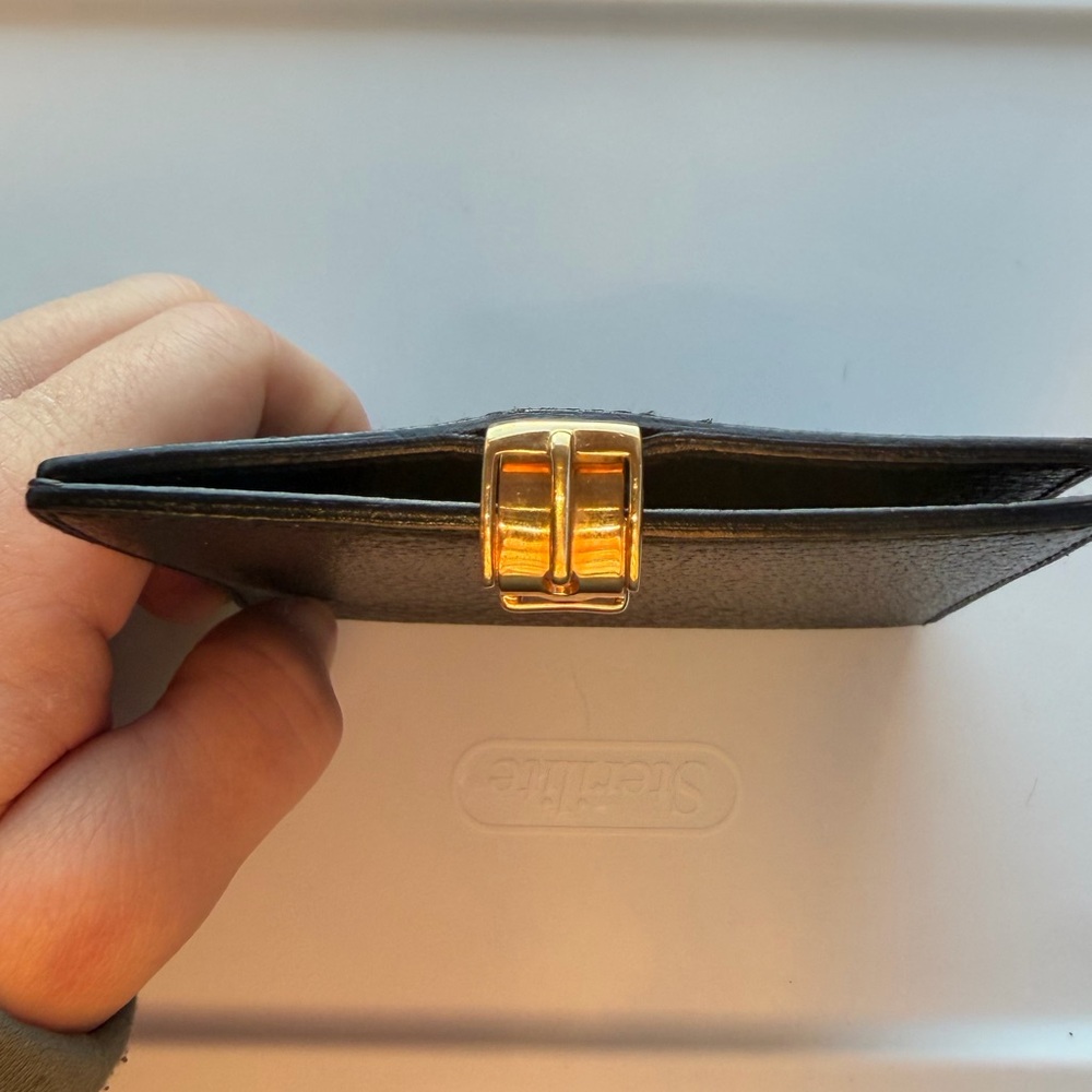 Vintage Gucci Black Pebbled Leather Bifold Wallet - Gold Jackie Buckle - Picture 8 of 9